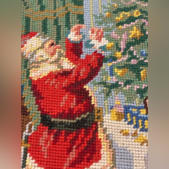 Needlepoint Christmas Stockings set of 2 Festive Holiday Vintage handcrafted - Picture 9 of 10